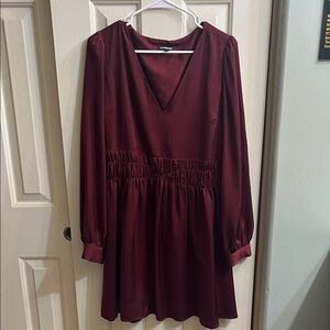 Express Burgundy Long Sleeve Dress